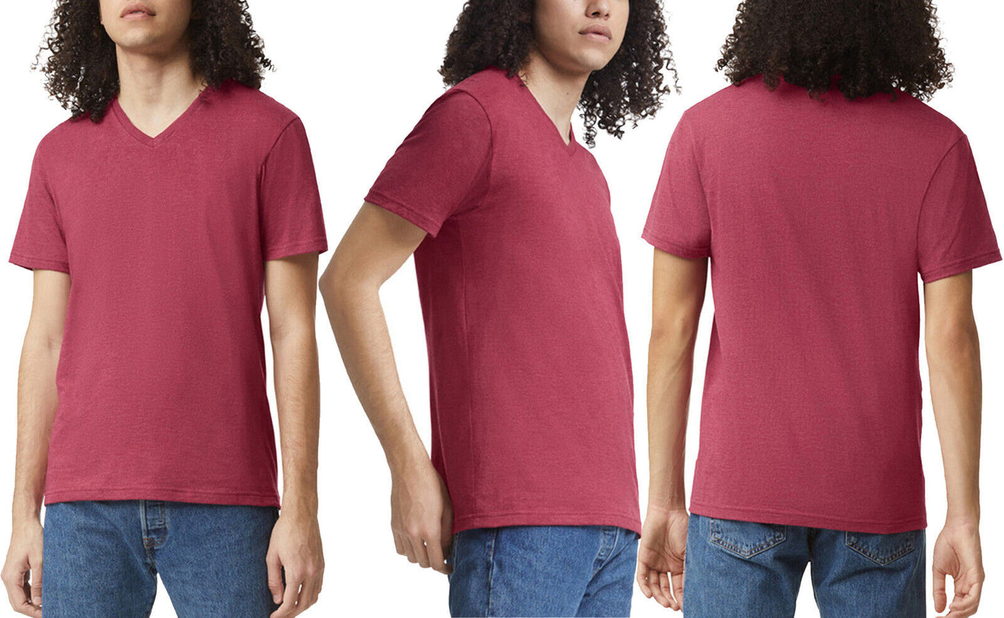 Mens American Apparel V-Neck Heather Tee Super Soft Cotton Blended T-Shirt S-3XL