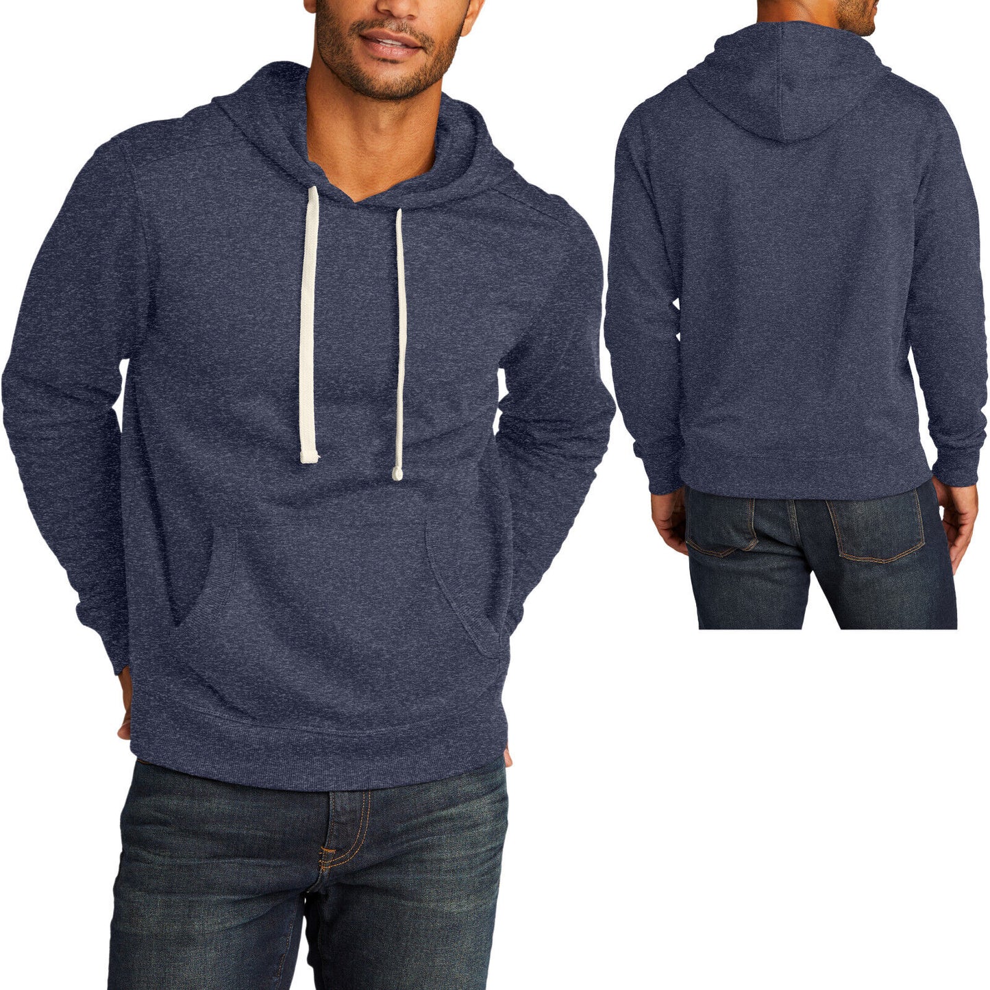 Mens Sustainable Heathered Fleece Hoodie Winter Warm Sweatshirt XS-4XL NEW!