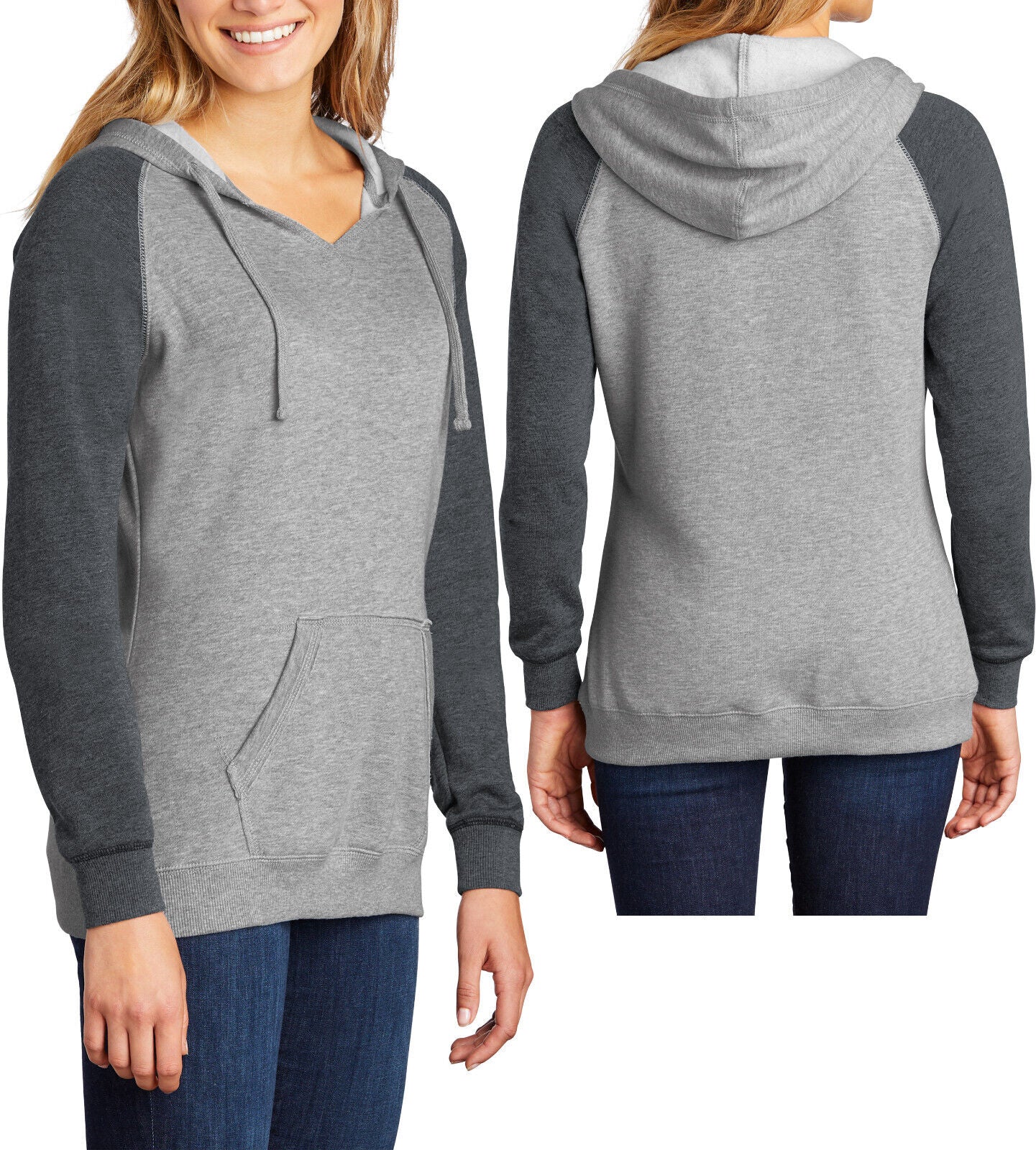 Womens Lightweight Long Sleeve Fleece Raglan Hoodie Ladies Hoody XS-4XL NEW!