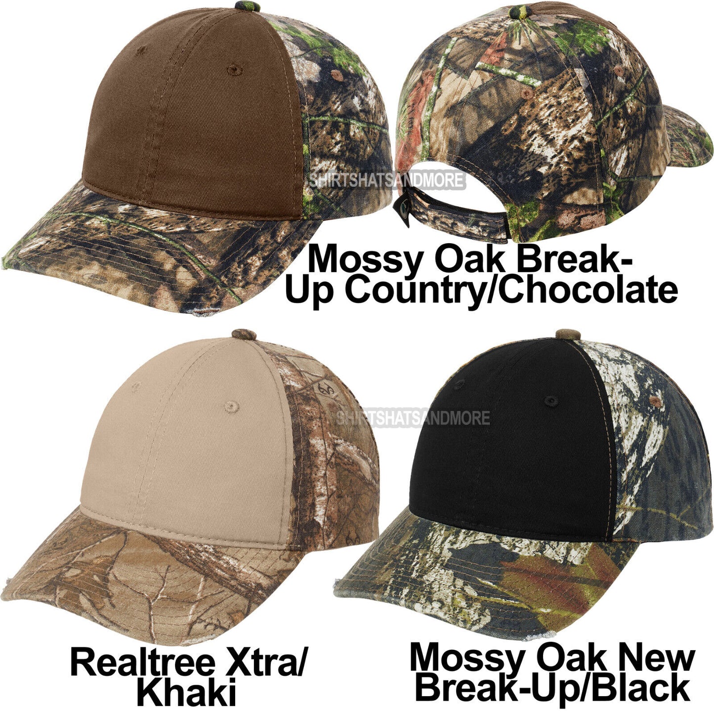 Mens Contrast Front Panel Camo Cap Low Profile Unstructured Hat Mossy Realtree X