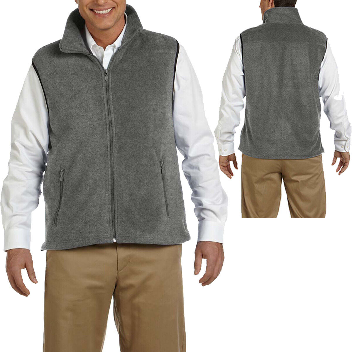 Mens Polar Fleece Vest Sleeveless Jacket Pockets Warm Winter Soft S-2XL 3XL 4XL