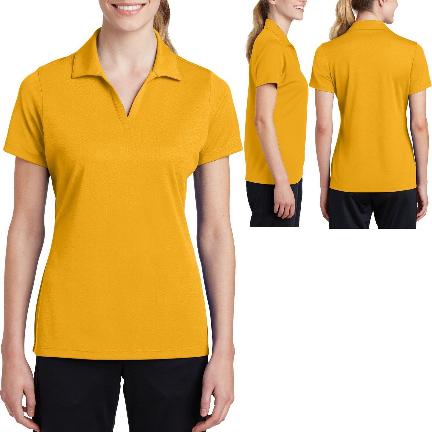 Ladies MICRO MESH Polo Shirt Moisture Wicking Dri Fit Tagless XS-XL 2XL 3XL 4XL