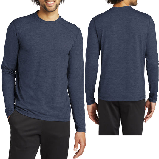 Mens Long Sleeve Moisture Wicking Heather T-Shirt Workout Layering Tee XS-4XL