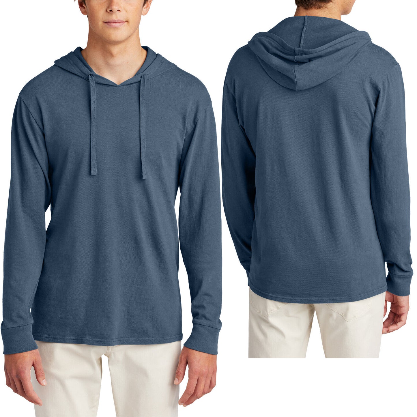 Mens Beach Wash Garment Dyed 100% Soft Cotton Hoodie Tee Pullover Hooded T-Shirt