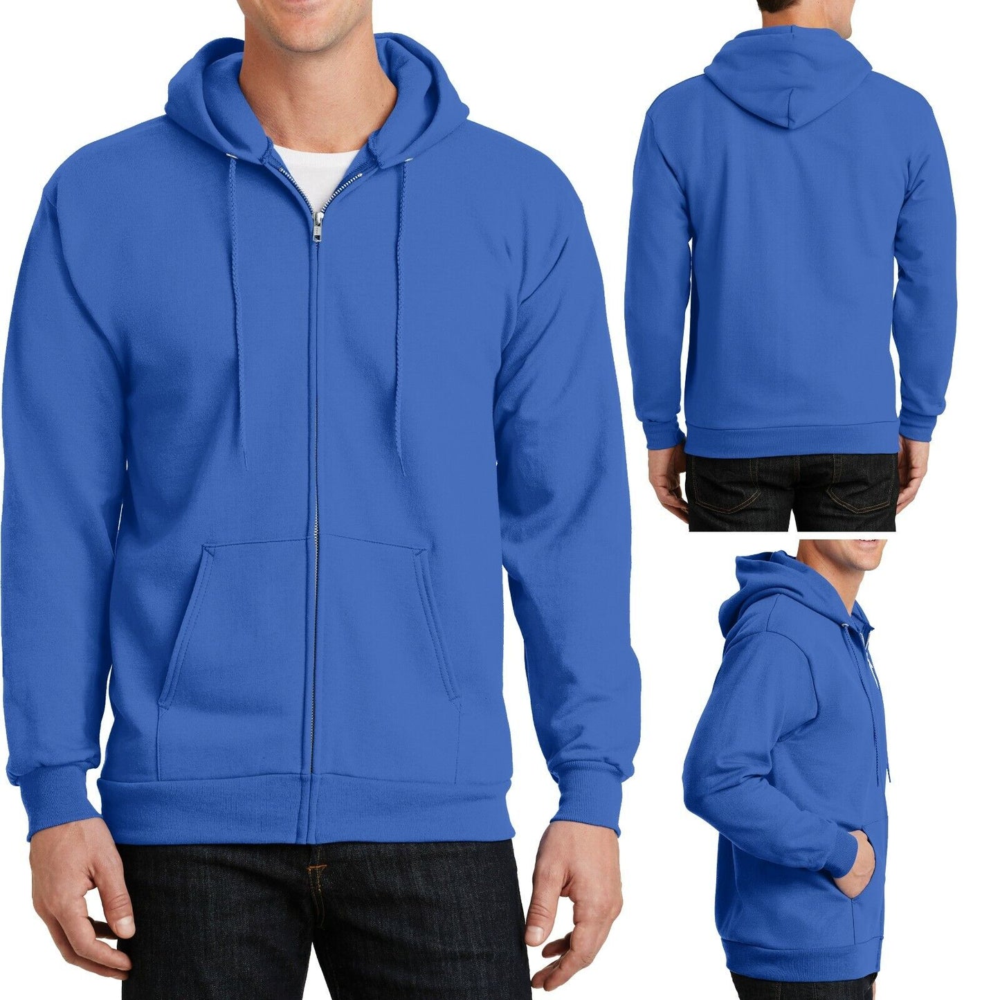 Mens TALL FULL ZIP Hoodie Hooded Sweatshirt LT XLT 2XLT 3XLT 4XLT