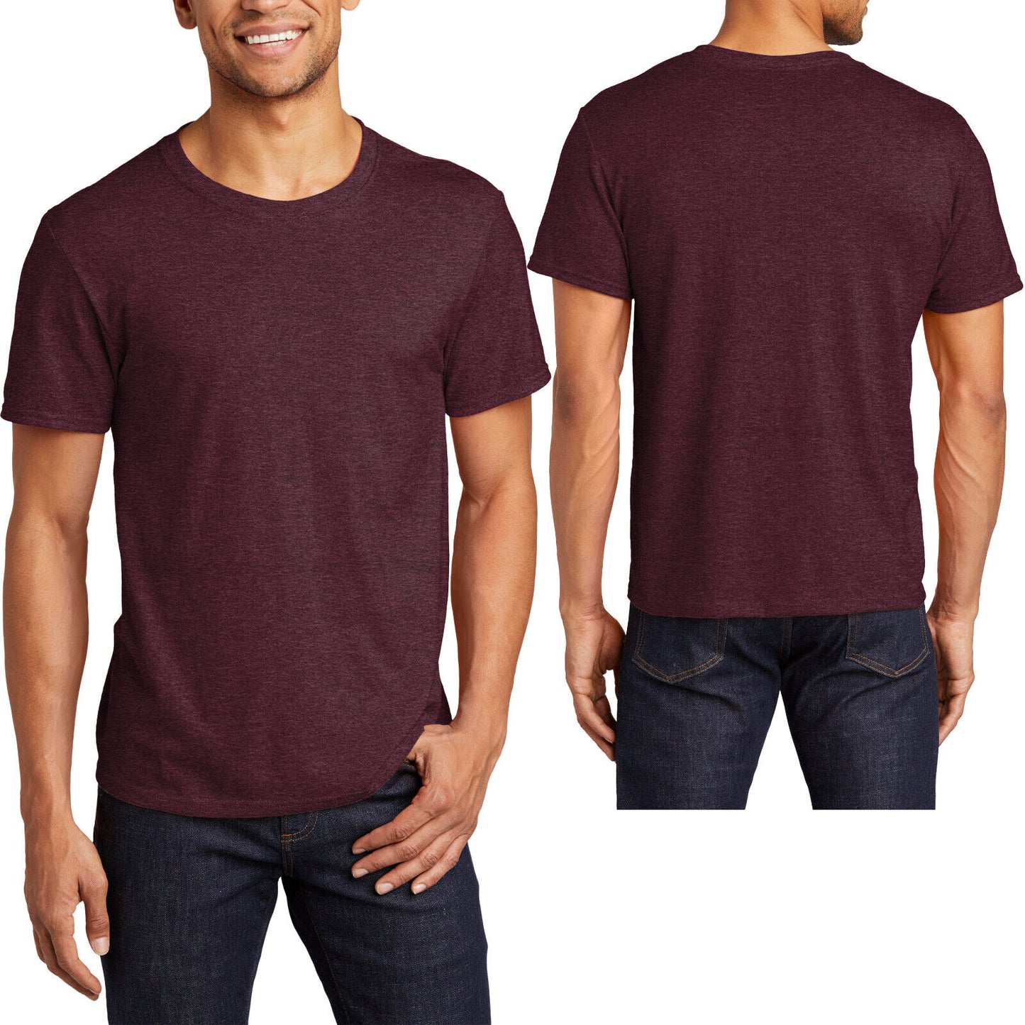 Mens Jerzees Premium Soft Ringspun Cotton/Poly Blend Tee Wicking Heather T-Shirt