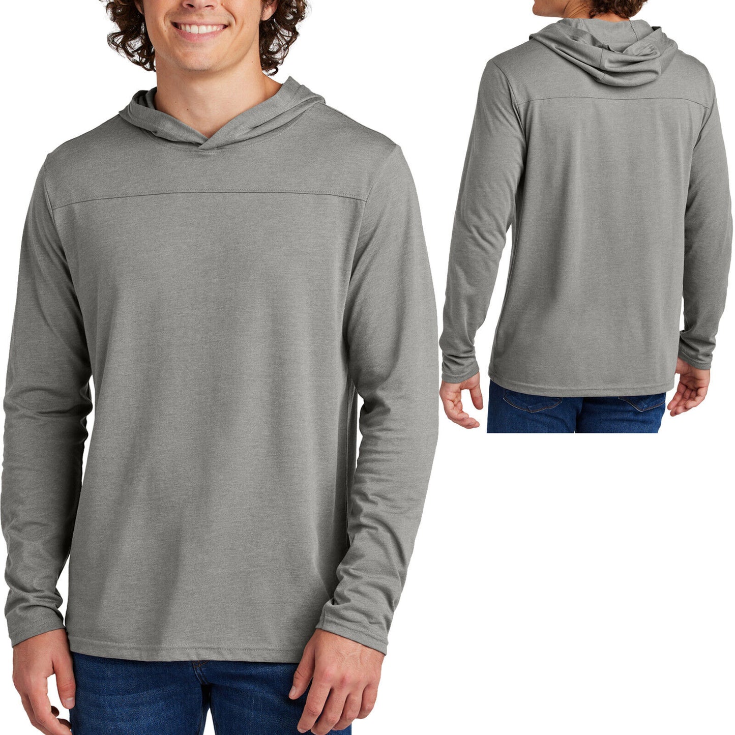 Mens Long Sleeve Colorblock Soft Blended Hoodie Tee Hooded Hoody T-Shirt XS-4XL