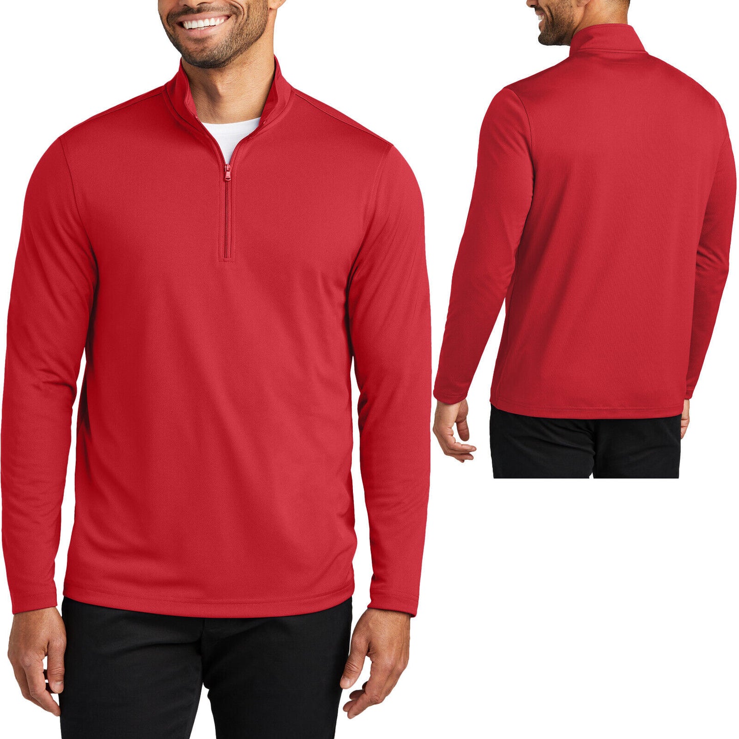 Mens 1/4 Zip Moisture Wicking Long Seleeves Mesh Pullover UPF 30 Snag Resistant