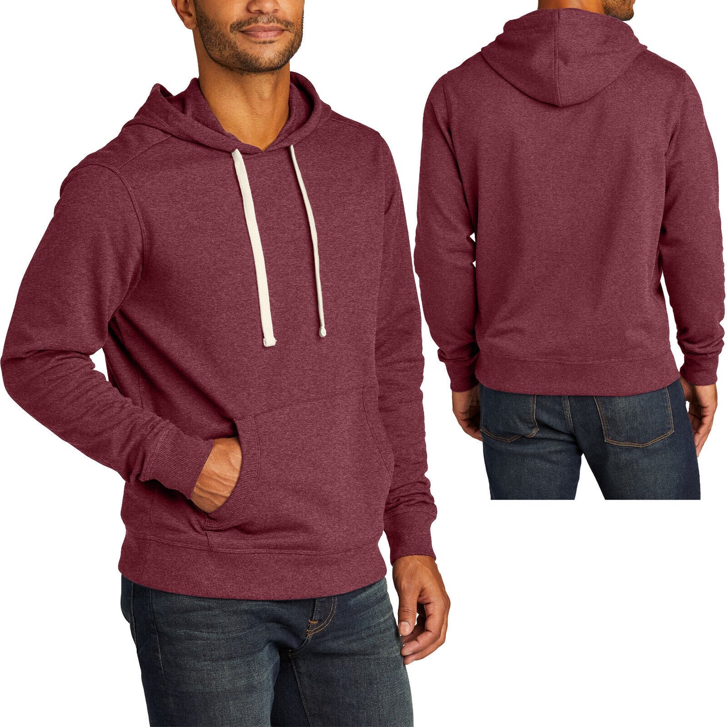 Mens Sustainable Heathered Fleece Hoodie Winter Warm Sweatshirt XS-4XL NEW!