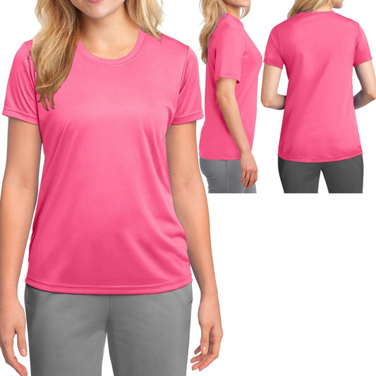 Ladies Dri Fit T-Shirt Moisture Wicking Gym Workout Womens Tee XS-XL 2X, 3X, 4X