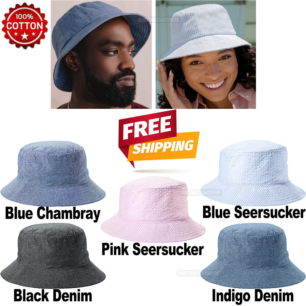 Men Women 100% Cotton Bucket Hat Unstructured Cap Beach Trendy Summer NEW!