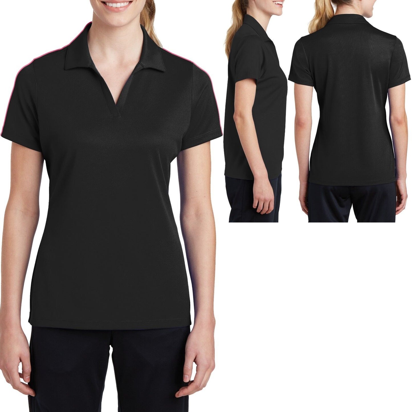 Ladies Plus Size MICRO MESH Polo Shirt Moisture Wick Dri Fit Tagless 2XL 3XL 4XL