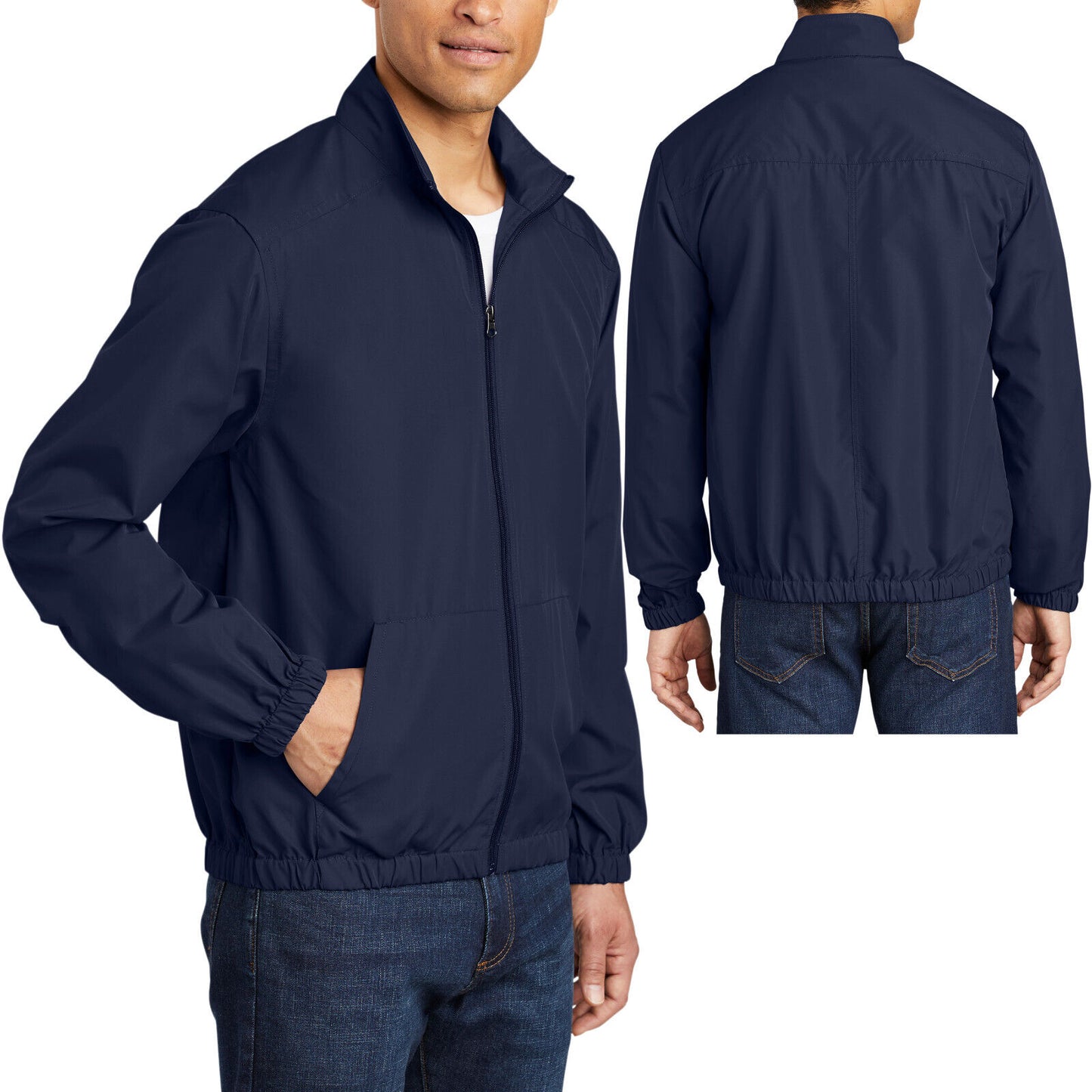 Mens Lightweight Full Zip Windbreaker Jacket Water & Wind Resistant XS-4XL NEW!