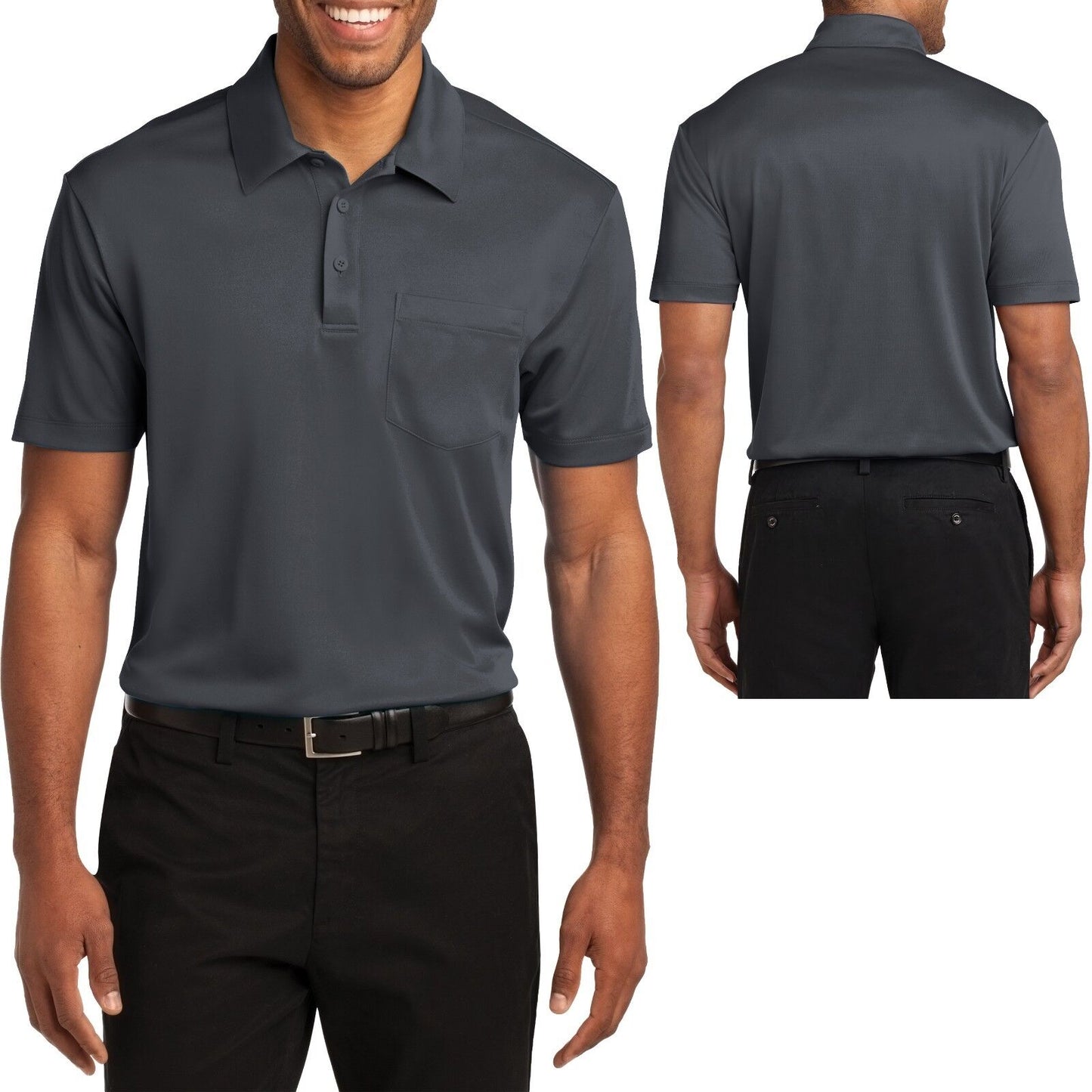 Mens POCKET Polo Shirt Moisture Wicking Poly Performance XS-XL 2XL, 3XL, 4XL NEW