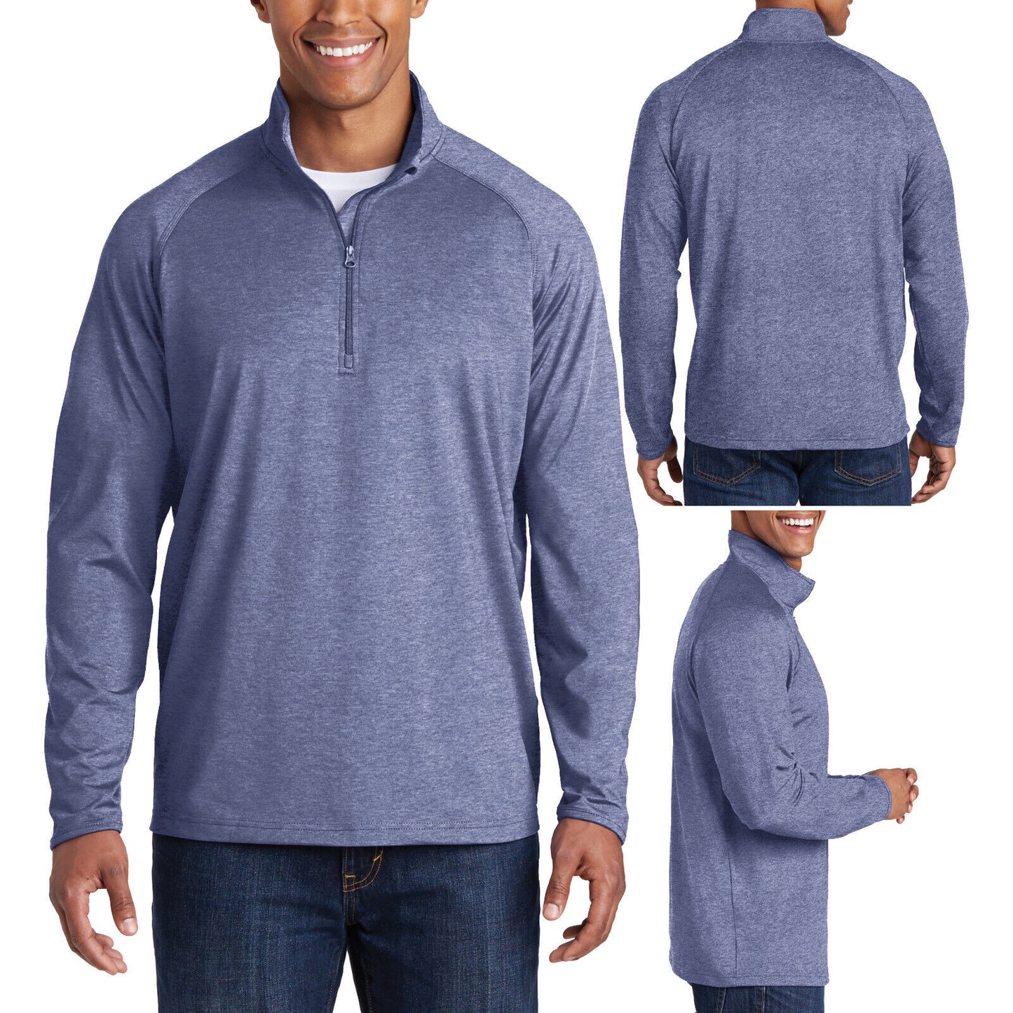 Mens Tall Heather Moisture Wicking Stretch 1/4-Zip Pullover LT-4XLT NEW!