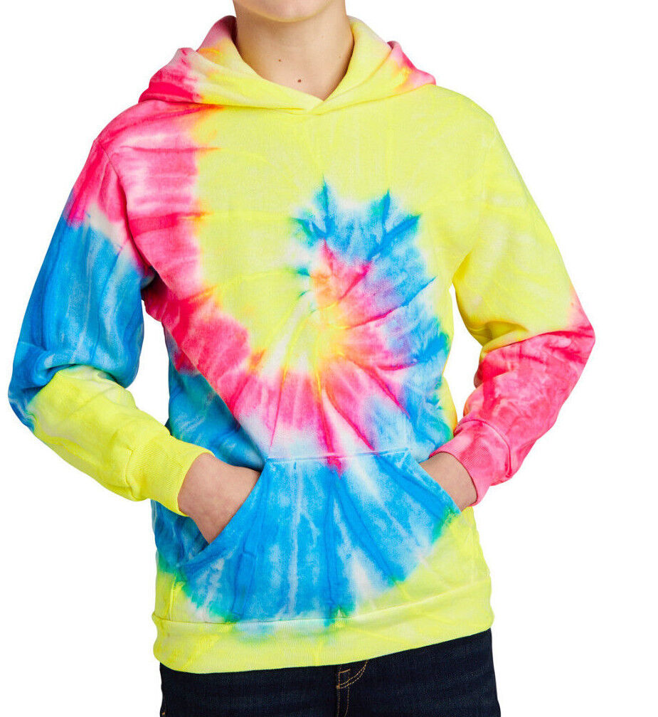 Youth Tie Dye Hooded Sweatshirt Kids Boys Girls Hoodie Child Hoody XS-XL NEW