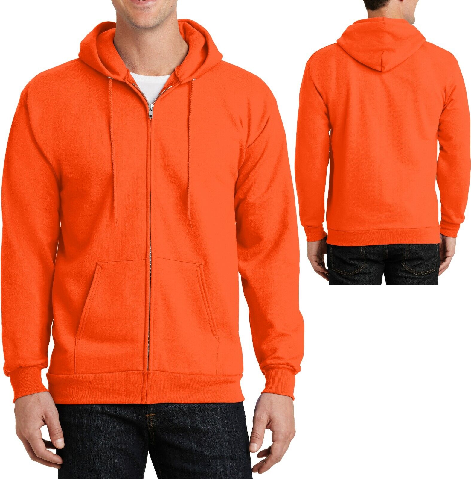 Mens Tall Safety Colors FULL ZIP Hoodie Hooded Sweatshirt LT XLT 2XLT Shirts Hats and More