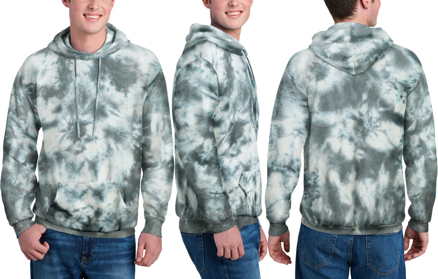 Mens Crystalized Tie Dye Hoodie Hooded Pullover Hoody S-4X Warm Soft Tie Die NEW