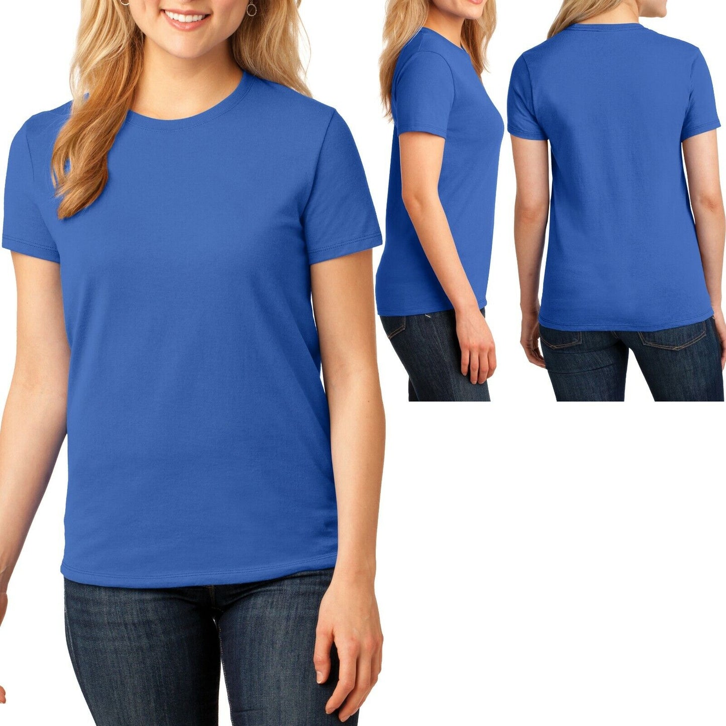 Womens Plain Basic Crew Neck T-Shirt Ladies Feminine Fit Top Plus Size 2X 3X 4X