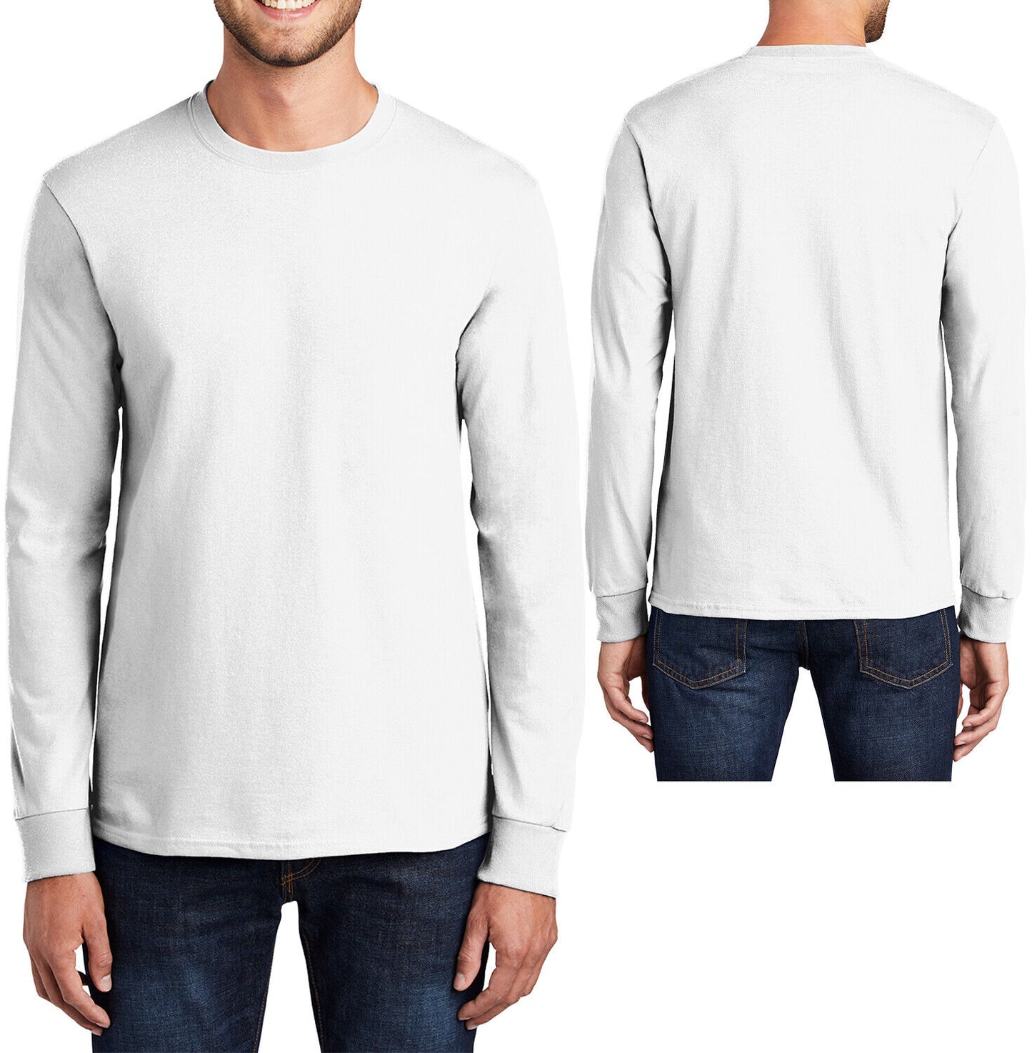 Mens 100% Soft Cotton Big & TALL Long Sleeve T-Shirt Crewneck Tee LT-4XLT NEW!