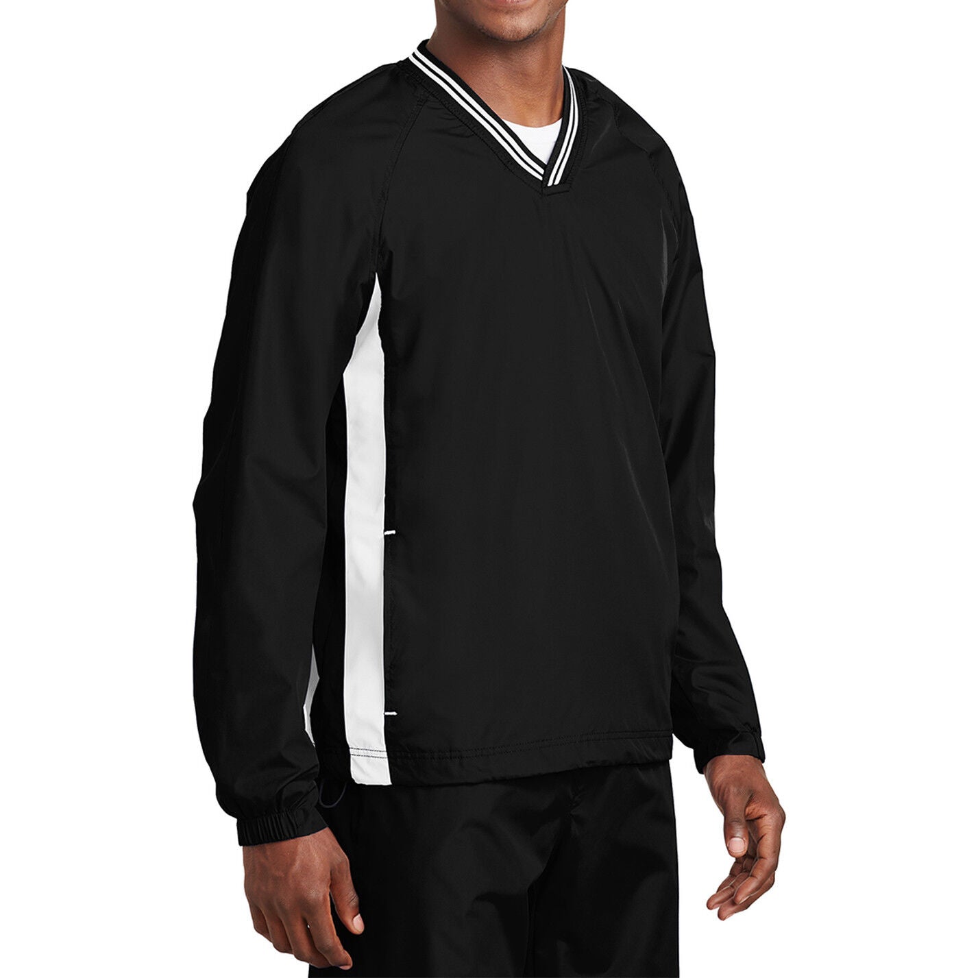 Wind Shirt Jacket Mens V Neck Lined Sport Tek Pockets XS-4X Golf Baseball