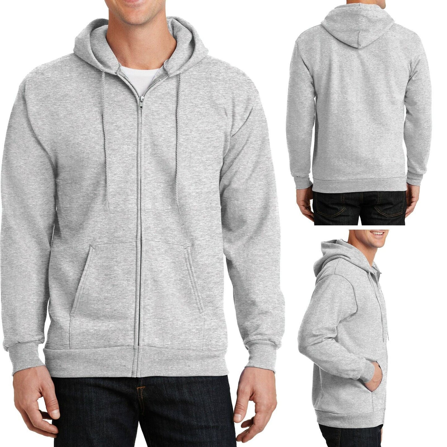 Mens TALL FULL ZIP Hoodie Hooded Sweatshirt LT XLT 2XLT 3XLT 4XLT