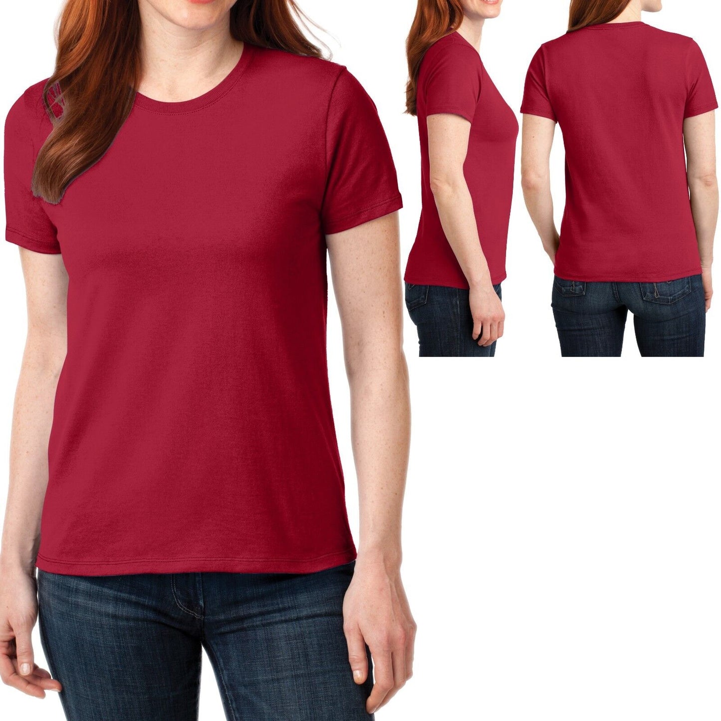 Womens Plus Size Basic T-Shirt Plain Cotton Poly Feminine Fit Ladies Tee XL-4XL