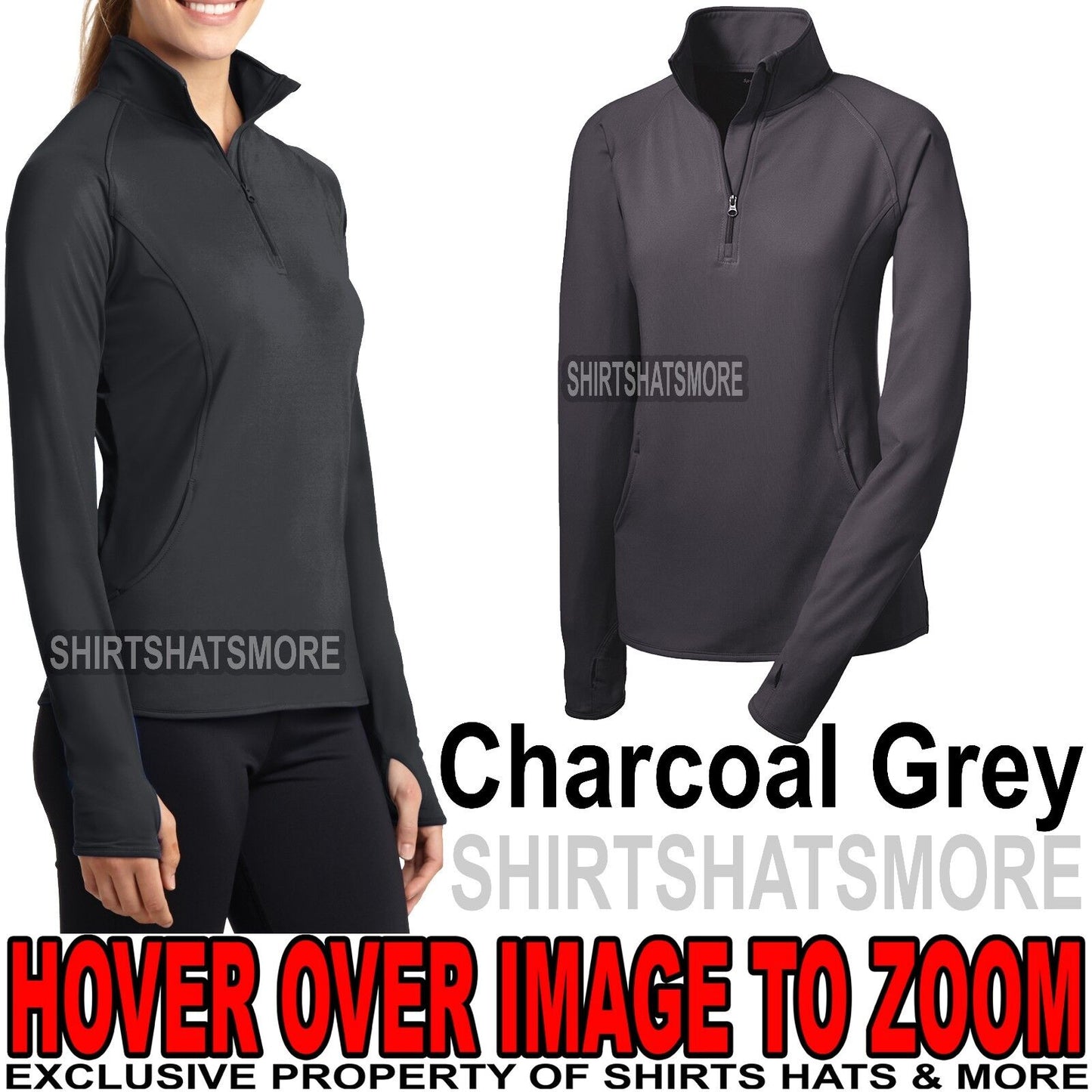 Ladies 1/2 Zip Pullover Jacket Stretch Yoga Run Women XS-XL 2XL, 3XL, 4XL NEW