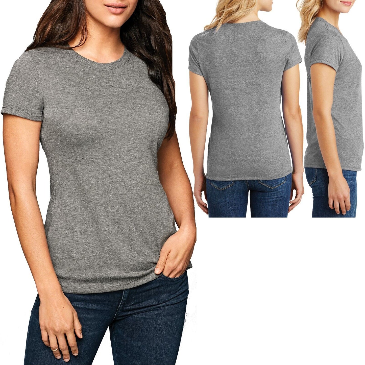 Ladies Plus SIze T-Shirt Soft Tri Blend Fabric Womens Tee XL, 2XL, 3XL, 4XL NEW