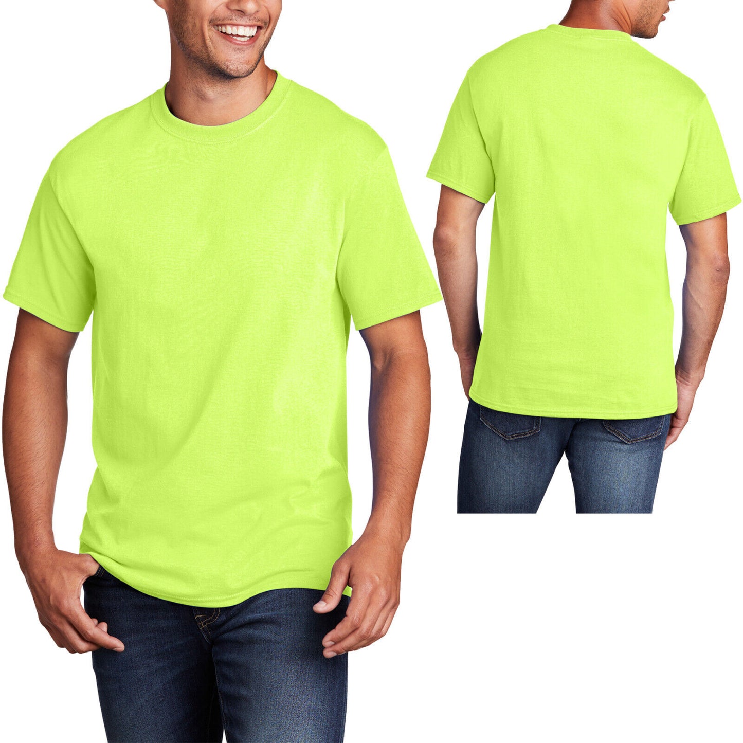 Mens T-Shirt NEONS Classic Fit Cotton Blend Neon Glow Blended Tee S-6XL NEW!