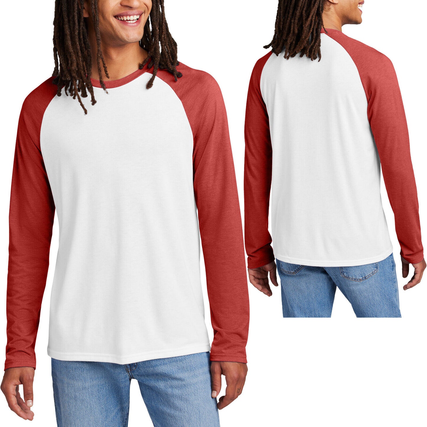 Mens Triblend Long Sleeve Baseball Tee Colorblock Soft Raglan T-Shirt XS-4XL NEW