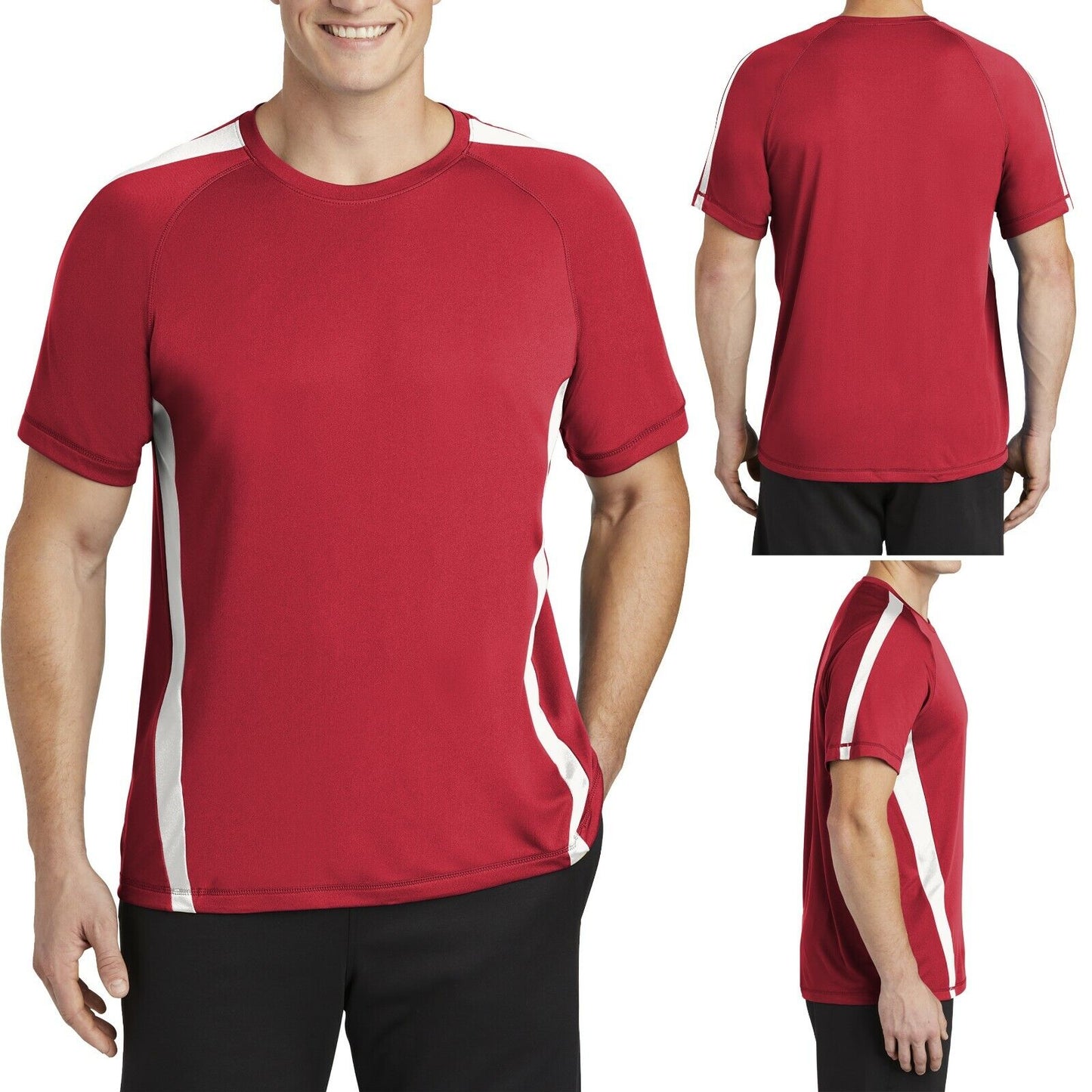 Mens Moisture Wicking T-Shirt Color Block dri-fit Performance XS - XL 2X 3X 4X