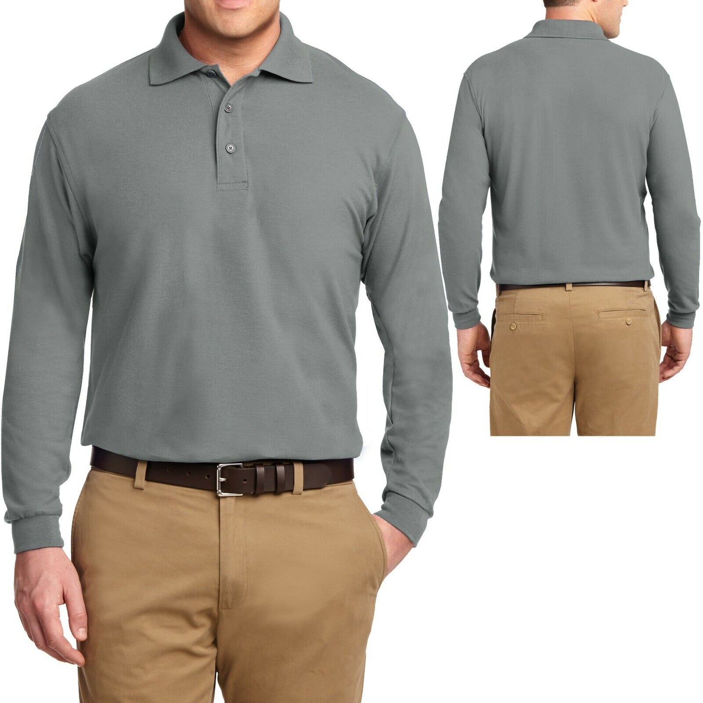 Mens Big and Tall Soft Long Sleeve Polo Shirt LT, XLT, 2XLT, 3XLT, 4XLT NEW