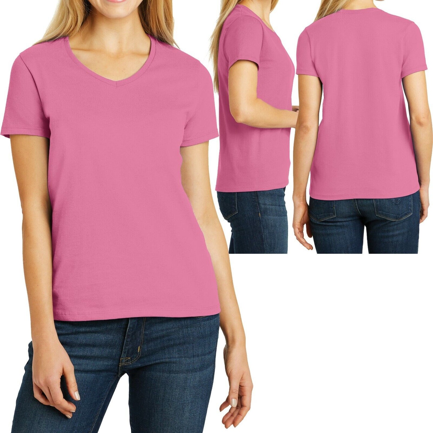 Ladies Plus Size Hanes V-Neck T-Shirt ComfortSoft Cotton Womens Top Tee XL 2X 3X