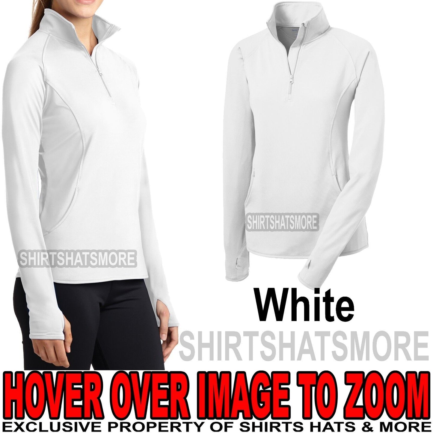 Ladies 1/2 Zip Pullover Jacket Stretch Yoga Run Women XS-XL 2XL, 3XL, 4XL NEW