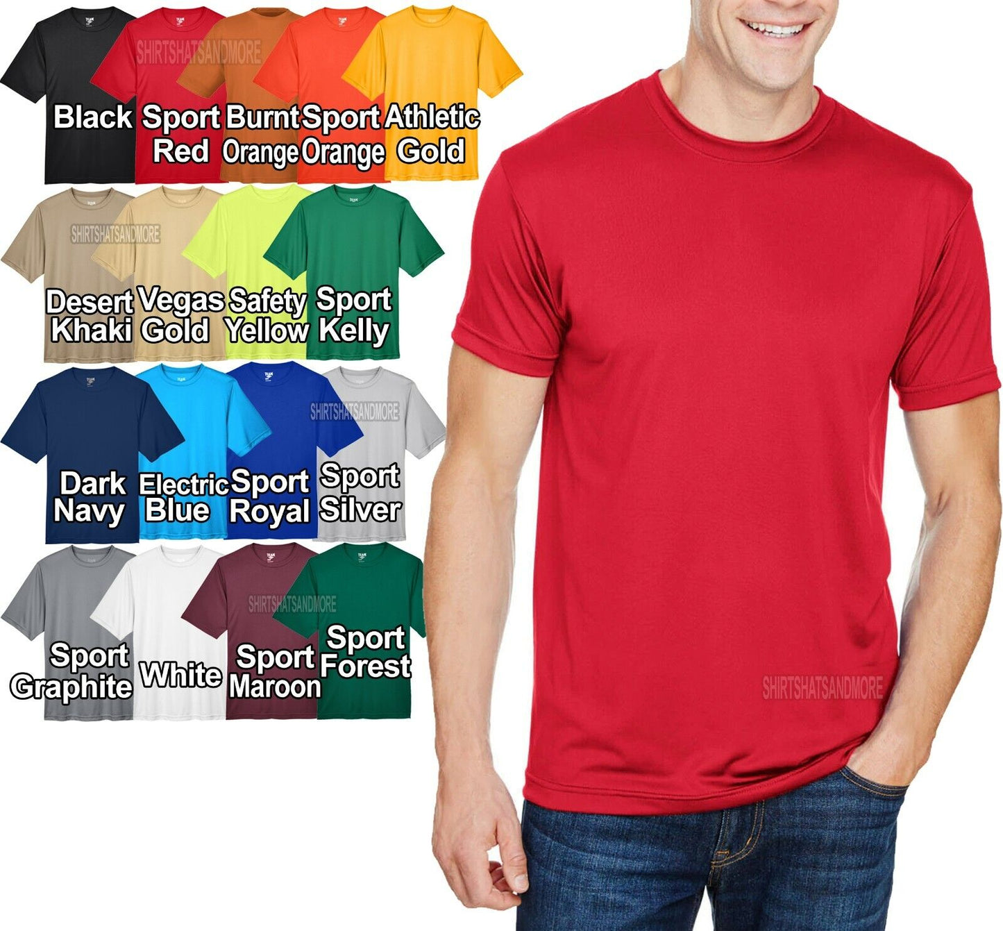 BIG MENS Moisture Wicking T-Shirt Dri Fit Performance Tee L, XL, 2XL, 3XL, 4XL