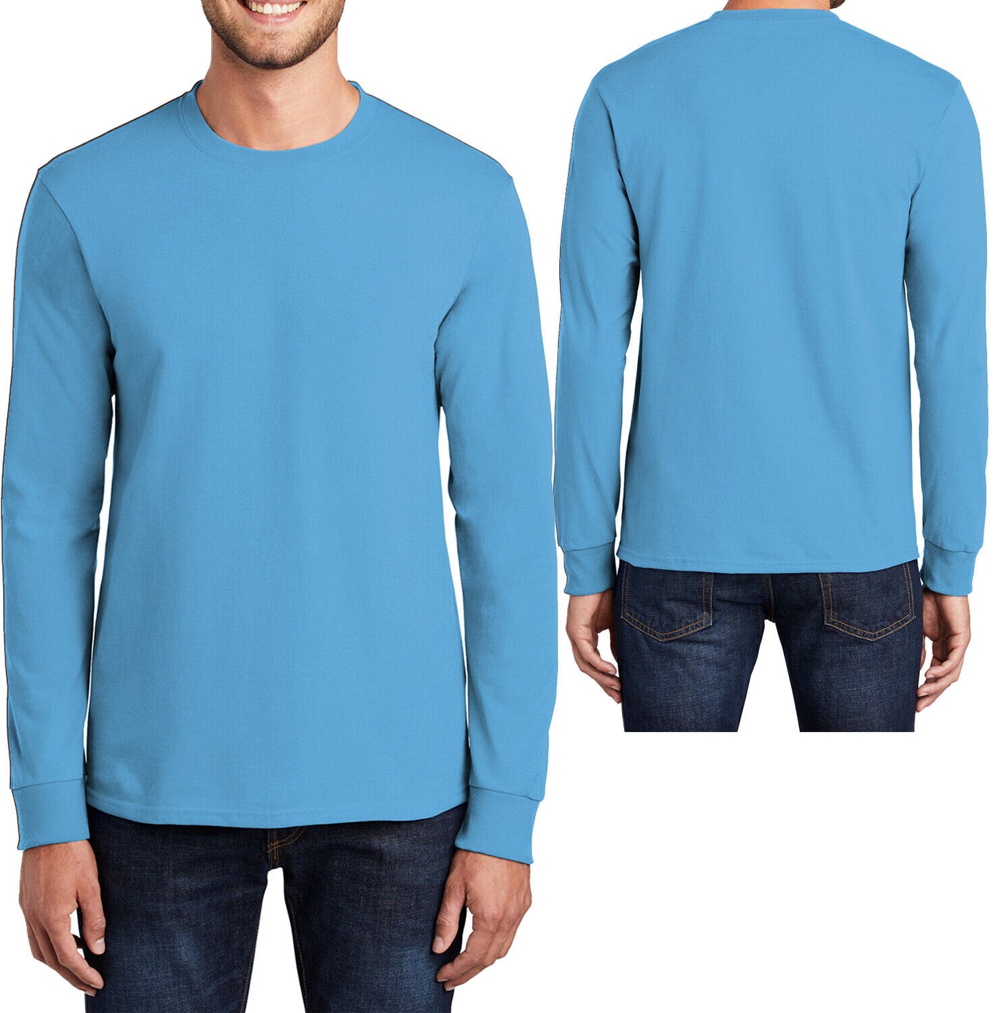 Mens 100% Soft Cotton Big & TALL Long Sleeve T-Shirt Crewneck Tee LT-4XLT NEW!