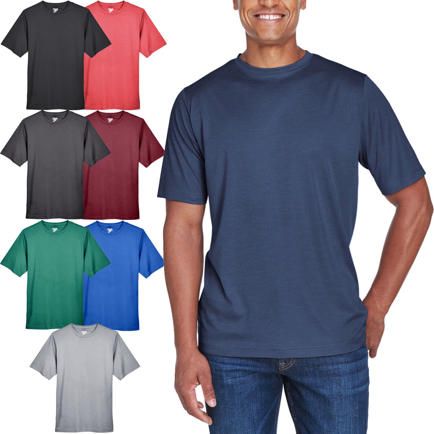 BIG MENS Moisture Wicking T-Shirt Heather Exercise Running Tee XL, 2X, 3X, 4X