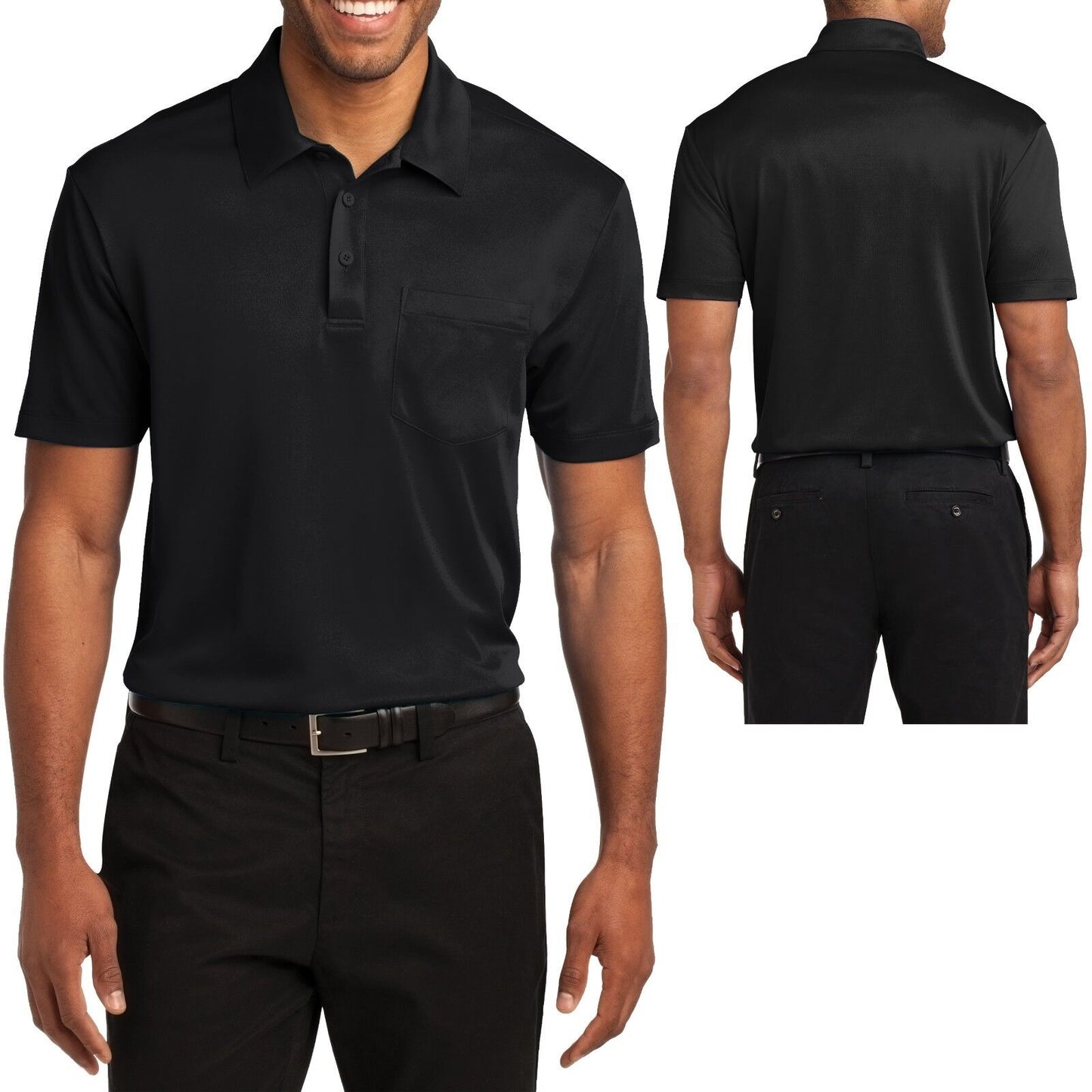 Mens POCKET Polo Shirt Moisture Wicking Poly Performance XS-XL 2XL, 3XL, 4XL NEW