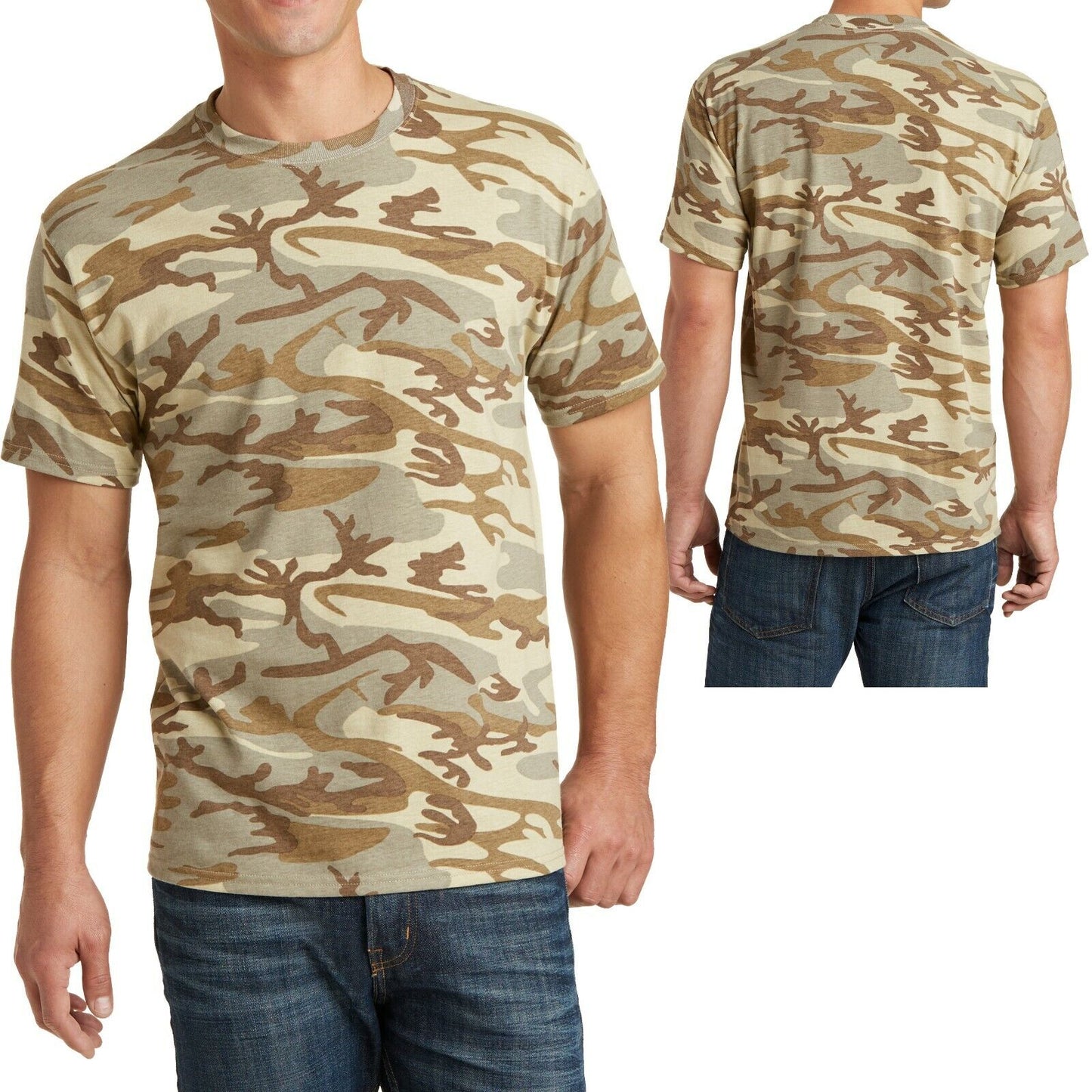 Mens CAMO T-Shirt Pigment Dyed PRESHRUNK Cotton S, M, L, XL, 2XL, 3XL, 4XL NEW