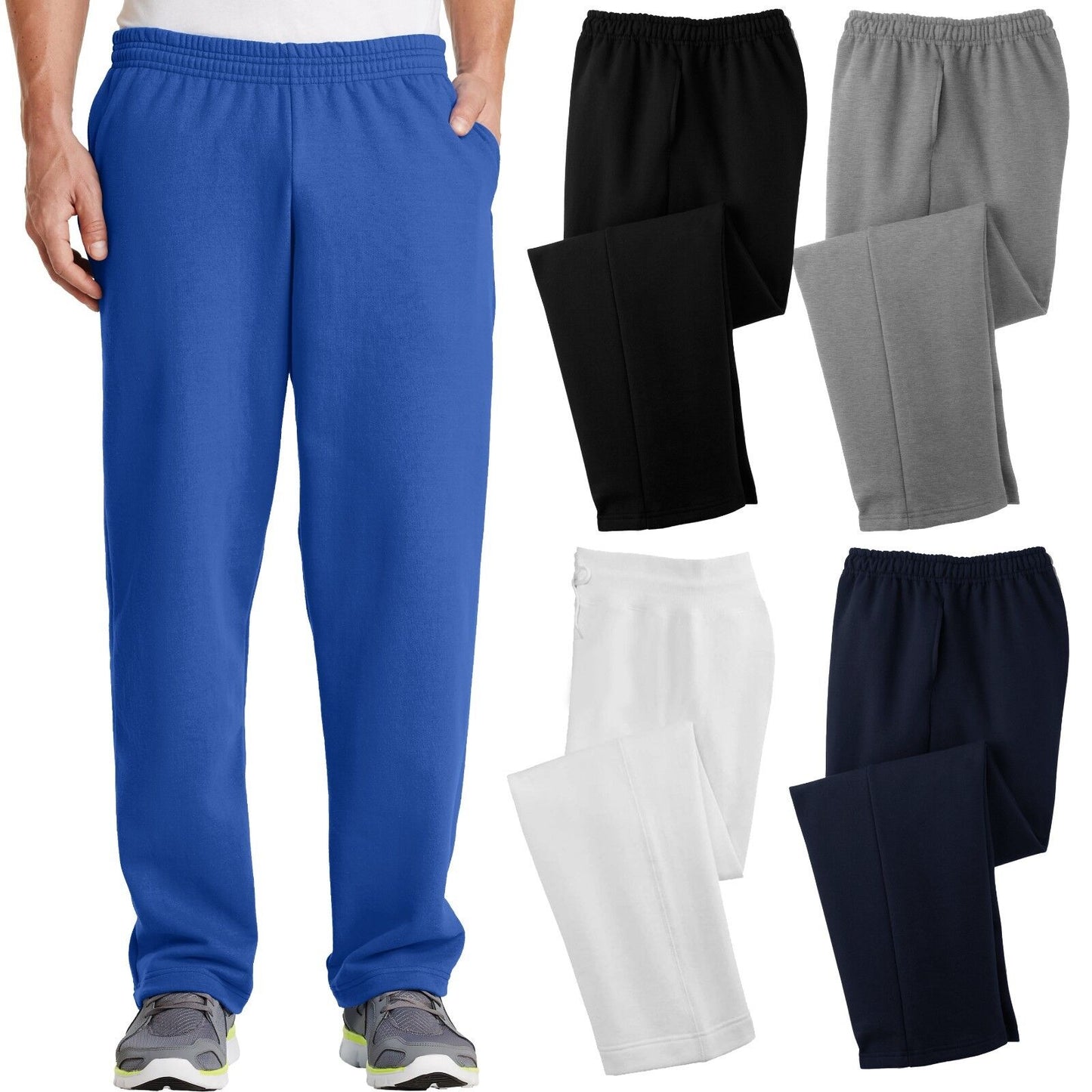 Mens Sweatpants Open Bottom with POCKETS Classic Comfort Sizes S, M, L, XL, NEW