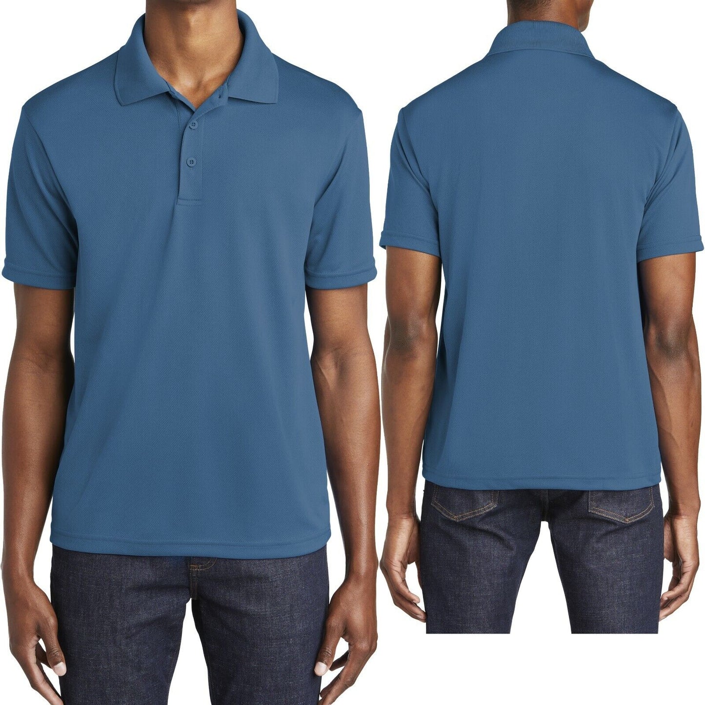 Mens Moisture Wicking Mini Mesh Polo Shirt Dri Fit Sizes XS-XL 2XL, 3XL, 4XL NEW