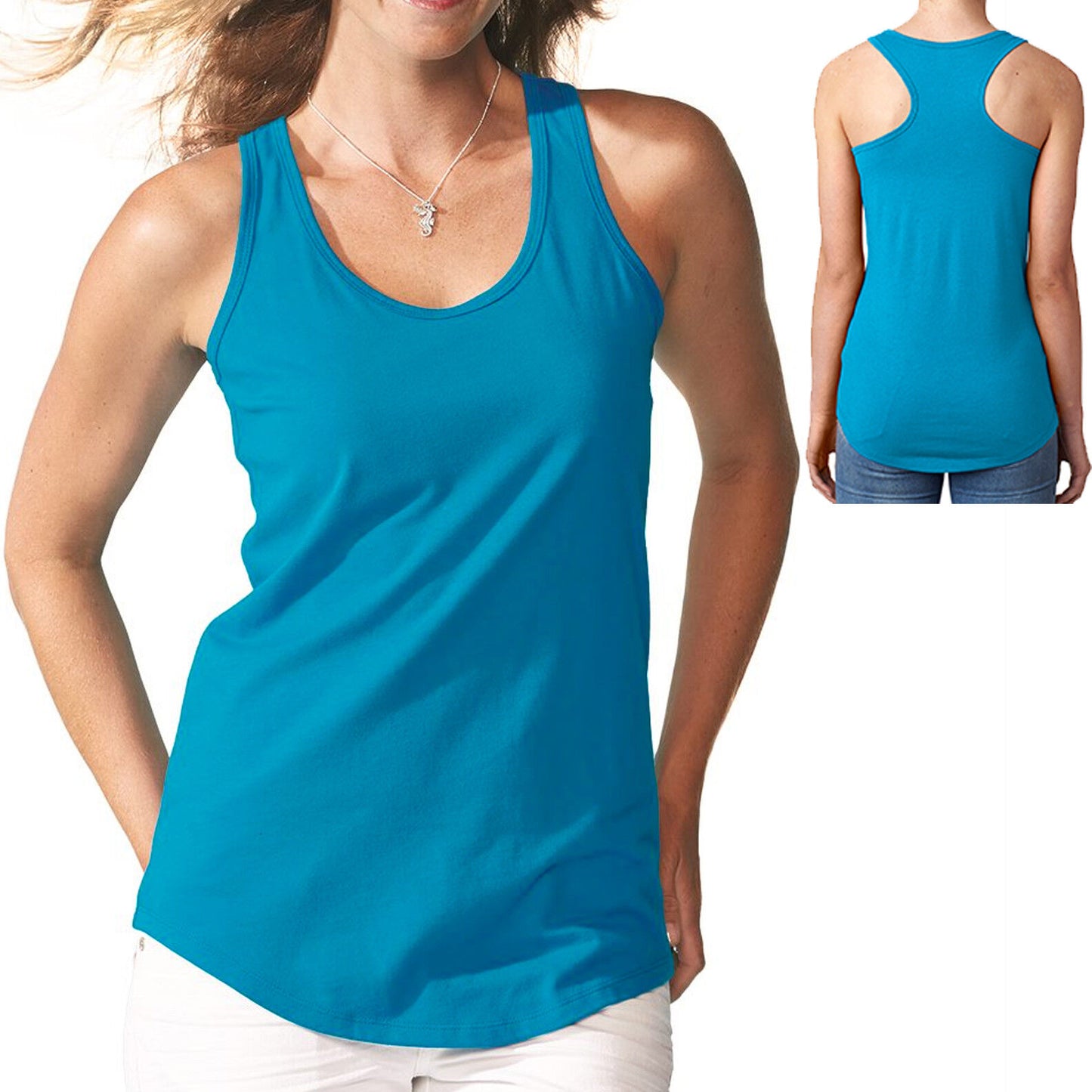 Ladies Flowy PRESHRUNK Racerback Tank Top Cotton/Poly Womens Junior XS-2XL NEW