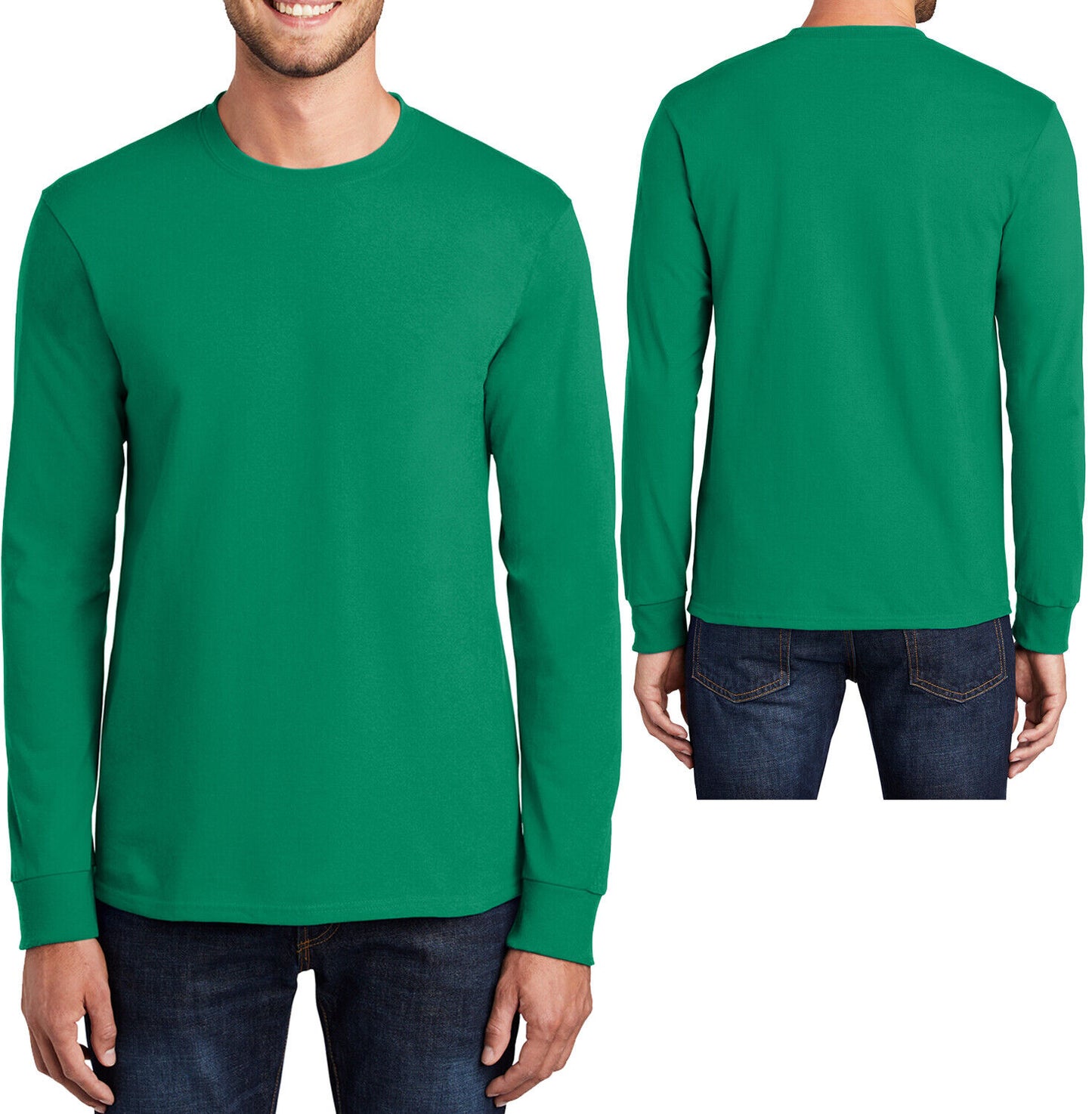 Mens 100% Soft Cotton Big & TALL Long Sleeve T-Shirt Crewneck Tee LT-4XLT NEW!