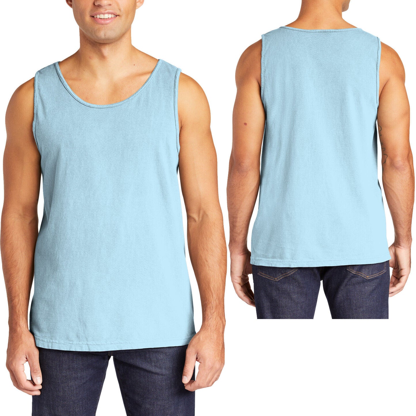 Mens Heavyweight 100% Soft Cotton Tank Top Sleeveless Tee Garment Washed XS-3XL