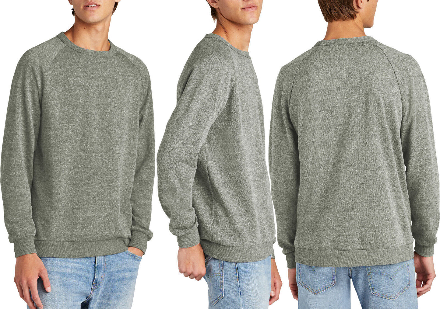 Mens Triblend Super Soft Fleece Crewneck Sweatshirt Pullover Sweater XS-4XL NEW!