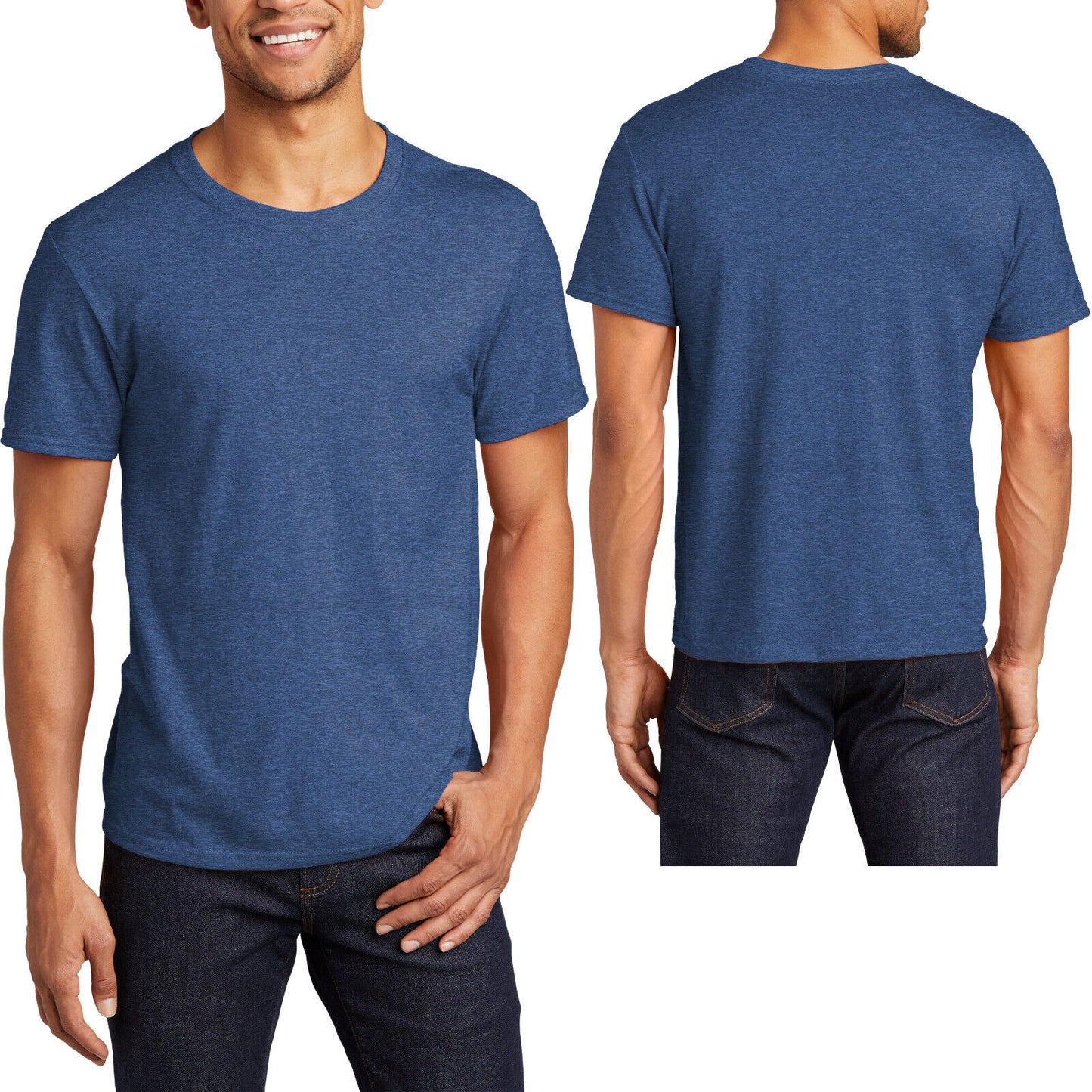 BIG Mens Jerzees Premium Soft Spun Cotton/Poly Blend Tee Wicking Heather T-Shirt