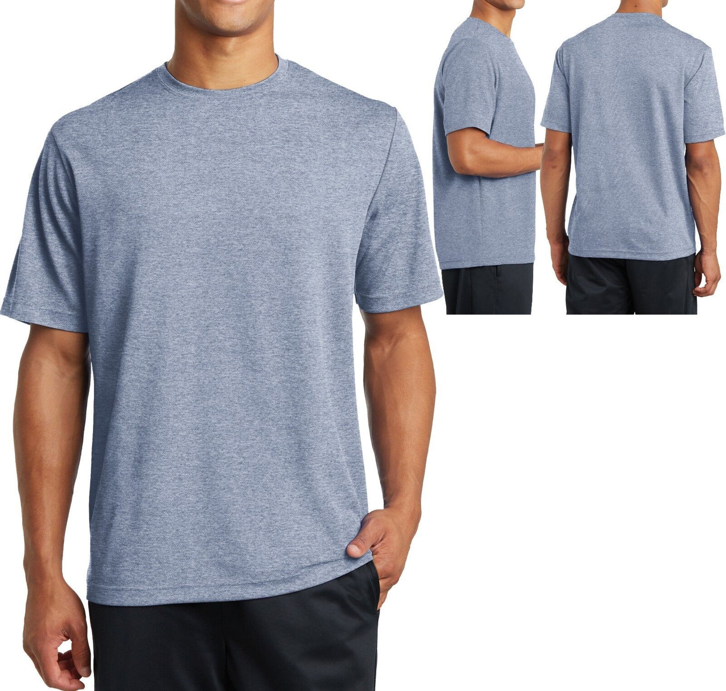 Mens Heather T-Shirt Dry Zone MICRO MESH Moisture Wicking Tee XS-XL 2X 3X 4X NEW