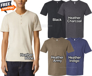 American Apparel Mens Short Sleeve Henley T-Shirt Super Soft Blended Tee S-2XL
