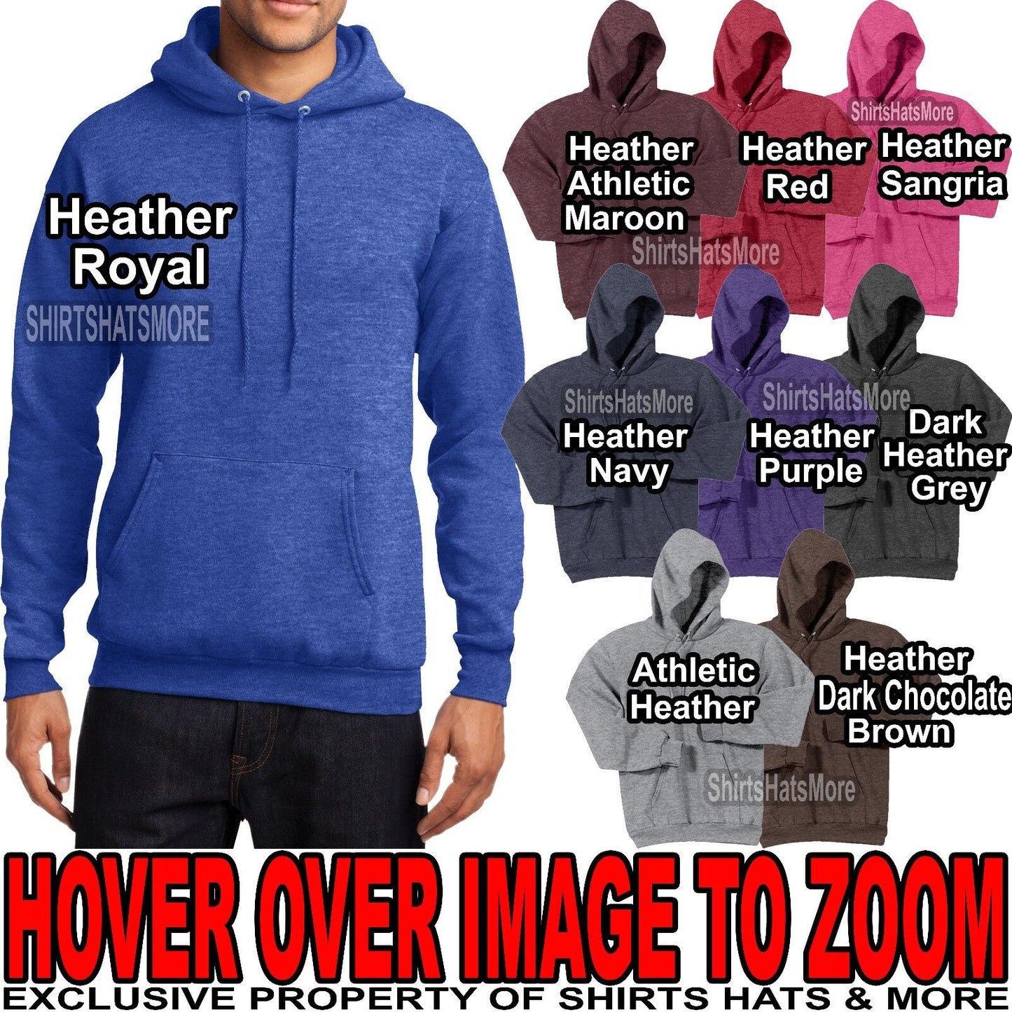 MENS Heather Hoodie Pullover Sweatshirt Warm Hooded S, M, L, XL NEW